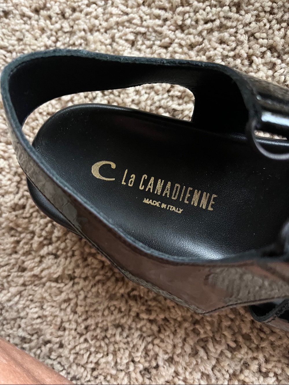La CANADIENNE Black Patent Strappy Sandal - Picture 2 of 5